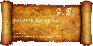 Halák Balázs névjegykártya